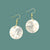 Acrylic Round Pearlescent Earrings with Gold French Hook - White