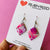 Earrings - Pink Water Colour Leaf Drop