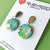 Earrings - Blue Green Water Colour Round Drops