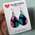 Hand Painted Acrylic Earrings - Moody Ocean Teardrop Earrings with French Hooks - Pink