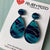 Hand Painted Acrylic Earrings - Moody Ocean Teardrop Earrings - Navy Blue