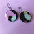 Earrings - Pastel on Black Round Drops on Hoops