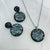 Pendant - Glitter Round Pendant & Chain - Abalone Grey