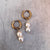 Double Freshwater Pearl Earring Charms on Gold - Cream