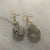 Acrylic Medium Teardrop Earrings with Gold French Hook - Stone Marble