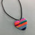 Rio Stripes Statement Heart Pendant on Black Rope Necklace