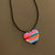 Rio Stripes Statement Heart Pendant on Black Rope Necklace