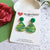 Hand Painted Acrylic Laila Triangle Earrings on Studs - Emerald Stripes