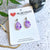 Hand Painted Acrylic Tina Small Drop Earrings on Ball Studs - Purple Swirls