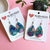 Teal Dreams - Hand Painted Acrylic Teardrop Earrings on French Hooks