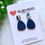 Earrings - Jackson Pollock Medium Navy Irregular Drops