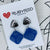 Earrings - Silver & Blue Rounded Square Drops with Silver Toppers