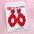 Earrings - Crimson Kisses Textured Red and Plum Pink Drops with Bows