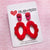 Earrings - Crimson Kisses Shiny Red Drops on Layered Plum Pink Studs