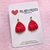 Earrings - Crimson Kisses Textured Red Triangle Drops with Bows