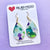 Hand Painted Acrylic Teardrop Dangle Earrings - Freesia Forest