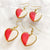 Earrings - Coral Pink and White Hearts with Gold