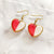 Earrings - Coral Pink and White Hearts with Gold