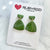 Earrings - Olive & Milk Green Triangle Swirl Drops