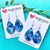 Hand Painted Acrylic Teardrop Dangle Earrings - Ocean Blues