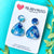 Hand Painted Acrylic Laila Triangle Earrings on Studs - Ocean Blues